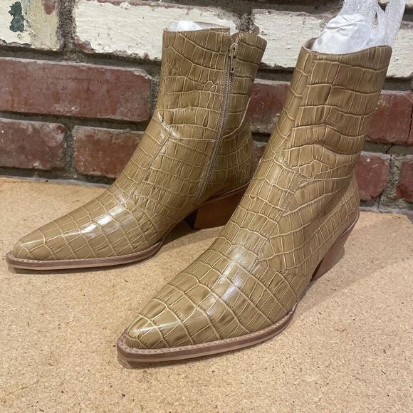 Able Women's Shoes  Leather Croco Embossed Ankle Boots New - Picture 5 of 8